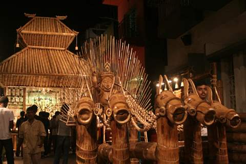 A innovative work of art in a Durga Puja pandal in Kolkata