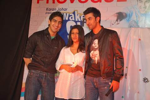 Bollywood actor Ranbir Kapoor and Konkana Sen at their upcoming movie &quot;Wake up Sid&quot; press meet at Inorbit Mall in Mumbai