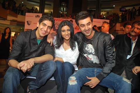 Bollywood actor Ranbir Kapoor and Konkana Sen at their upcoming movie &quot;Wake up Sid&quot; press meet at Inorbit Mall in Mumbai