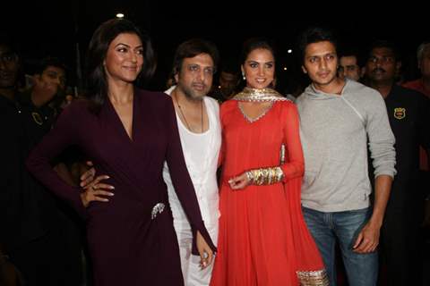 Sushmita Sen, Govinda, Lara Dutta and Riteish Deshmukh at their film ''Do Knot Disturb'' premiere at Fame in Mumbai