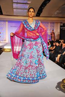 Model walks the ramp for designer Maheka Mirpuri at Taj President in Mumbai