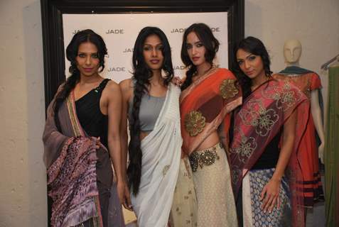 Top models posing for shutterbugs at Jade store