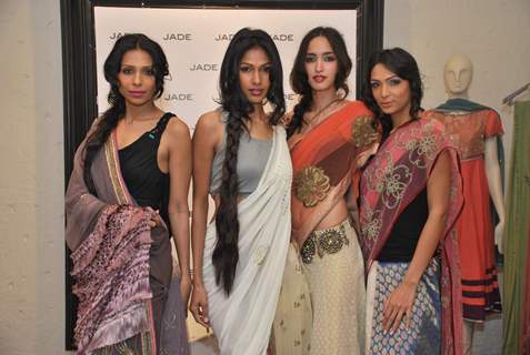 Top models posing for shutterbugs at Jade store