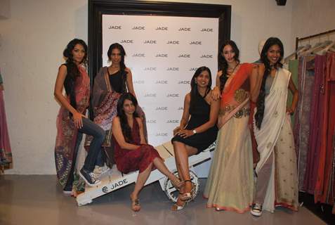 Top models posing for shutterbugs at Jade store