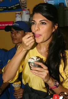 Bollywood actress Jacqueline Fernandez at the Baskin Robbins ice cream shop, in New Delhi on Saturday 10 oct 2009