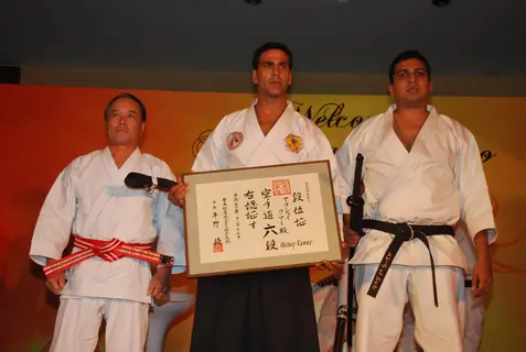 Akshay Kumar honoured with a Katana and a sixth degree Black Belt in Kuyukai Gojuryu Karate in Novotel