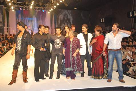 Govinda, Sanjay Dutt, Ajay Devgun, Aamir Khan and Katrina Kaif at Salman Khan''s Being Human show at HDIL India Couture Week on Day 2