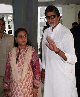 Jaya & Amitabh Bachchan after casting his votes today for Maharashtra Elections