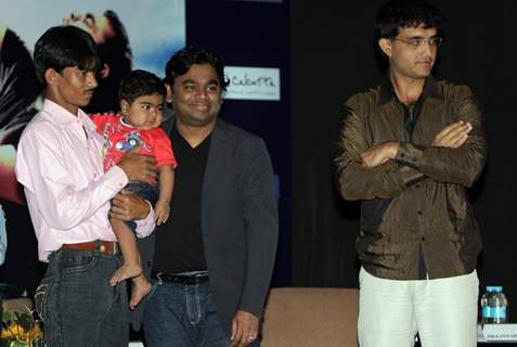 AR Rahman shares a charity stage in Kolkata on 14th Oct 09 he is at a press conferance on 13oct Sourav Ganguly also in the picture