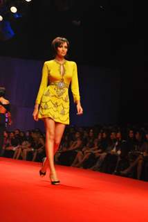 Models walk on the ramp for Designers Monisha Jaising