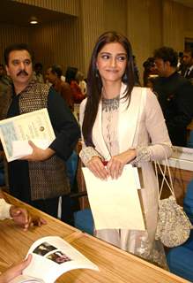 Bollywood actress Sonam Kapoor at Vigyan Bhawan after received''''55 th national film award'''' on behalf of her father Anil Kapoor