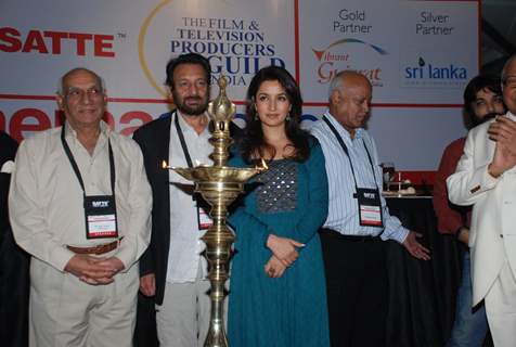 Yash Chopra, Shekhar Kapur and Tisca Chopra at Cinema scapes conference at Leela, Andheri, Mumbai on Wednesday