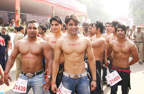 Participants at the Airtel Delhi Half Marathon,in New Delhi on Sunday ( Photo: IANS)