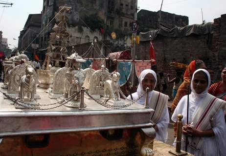 Jain devotees at a rally for their festival in Kolkata on Monday 2nd Nov 09