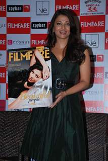 Bollywood actress Aishwarya Rai unveiled the latest issue of Filmfare magazine in Juhu