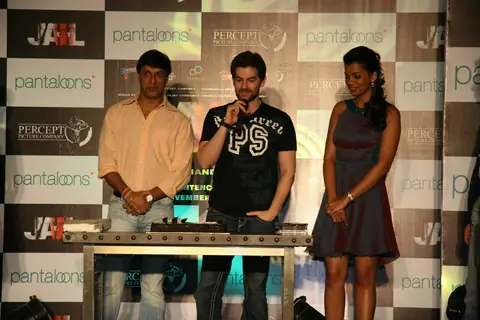Director Madhur Bhandarkar, Bollywood actors Neil Nitin Mukesh and Mughda at the promotional event of their upcoming movie &quot;Jail&quot; in Mumbai