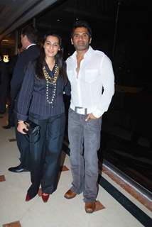 Bollywood actor Sunil Shetty with wife at Human Trafficking NGO Event at Taj land''s End in Mumbai