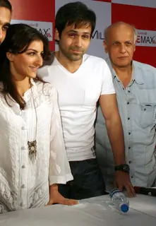 Soha Ali Khan, Imran Hasmi and Mahesh Bhatt in the press meet of their new film ''Tum Mile'' in a city multiplex in Kolkata on Friday