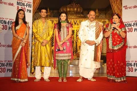 Cast of Zee TV''s Yahan Mein Ghar Ghar Kheli serial music launch, Film City