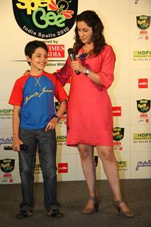 Bollywood Child Actor Darsheel Safary and Tisca Chopra at the Launch of ''HDFC Standard Life Spell Bee- India Spells 2010'' in Mumbai on Wednesday, 11 November 2009