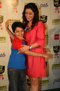 Bollywood Child Actor Darsheel Safary and actress Tisca Chopra at the Launch of ''HDFC Standard Life Spell Bee- India Spells 2010'' in Mumbai on Wednesday, 11 November 2009