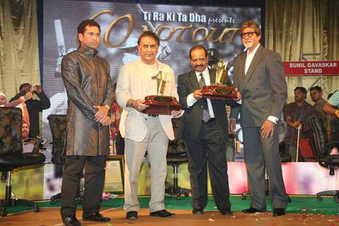 Bollywood superstar Amitabh Bachchan at the felicitation of Sunil Gavaskar, Sachin Tendulkar, Gundappa Ranganath and Viswanath