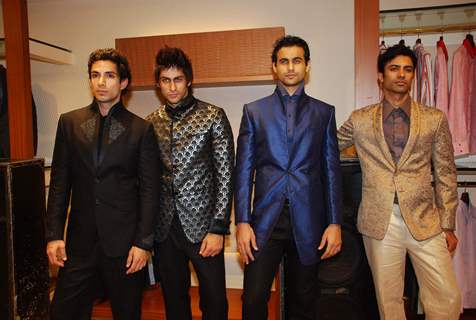 Models at Narendra Kumar Ahmed''s Men''s Collection launch, AZA