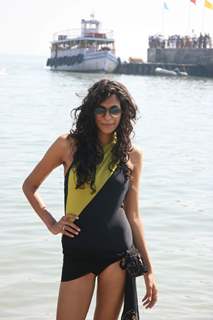 Anushka Manchanda in a bikini at Indian Navy Week open swimming championships at Colaba (Photo IANS)