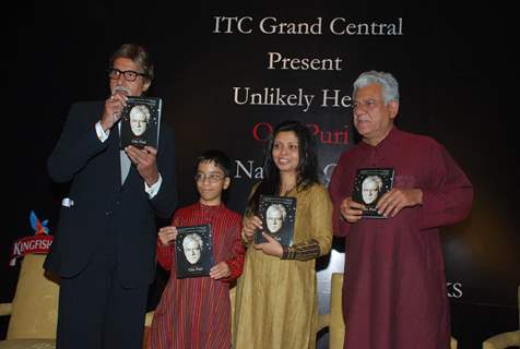 Bollywood actor Amitabh Bachchan at the unveiling of Om Puri''s book &quot;Unlikely Hero&quot;