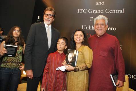 Bollywood actor Amitabh Bachchan at the unveiling of Om Puri''s book &quot;Unlikely Hero&quot;