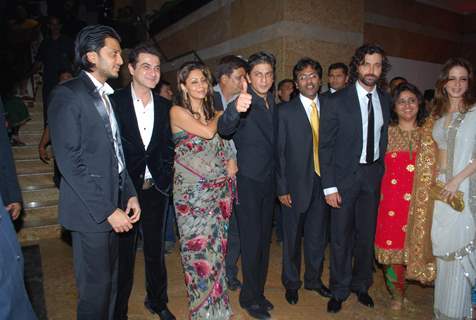 Ritesh Deshmukh, Sanjay Kapoor, Gauri Khan, Shahrukh Khan, Lalit Modi, Hrithik Roshan and Suzanne at the Shilpa Shetty''s wedding reception