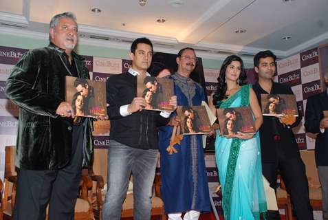 Bollywood actor Aamir Khan, Katrina Kaif and Karan Johar at &quot;Cineblitz Gold&quot; issue launch in Taj Lands End