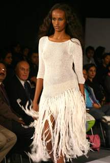 A Model showcasing designer Ramon Gurillo''s creation at the ''''India International Fashion Week'''' at Gurgaon on Thursday