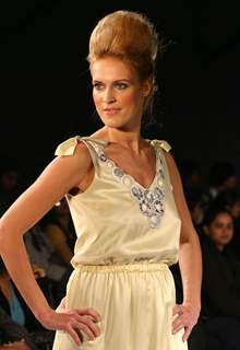 A Model showcasing designer Tina Haagensen''s creation at the ''''India International Fashion Week'''' at Gurgaon on Thursday