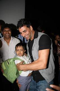 Johny Lever and Akshay Kumar at De Dana Dan Special Screening for Kids, PVR Goregaon (IANS: Photo)