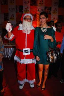 Bollywood actor Sonam Kapoor celebrates Christmas with Anganwadi children in Mumbai on Saturday