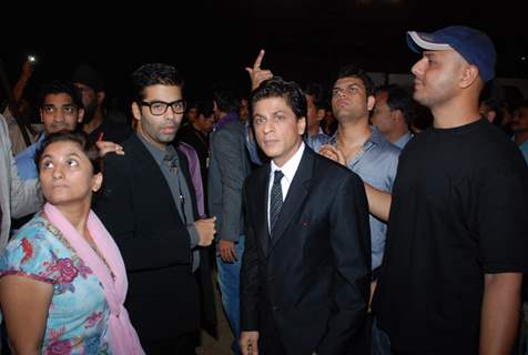 Karan Johar and Shah Rukh Khan at Police Show at Andheri Sports Complex