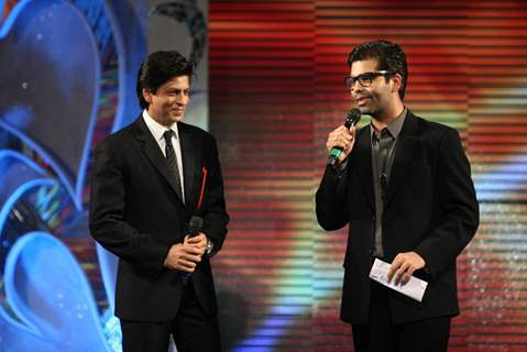 Karan Johar and Shah Rukh Khan at Police Show at Andheri Sports Complex