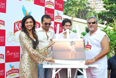 Deepika Padukone at Kingfisher calendar launch in Napeansea Road, Mallya''s residence