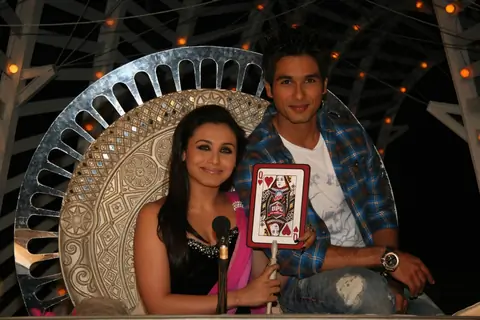 Bollywood actor Shahid Kapoor and Rani Mukherjee on the sets of Dance Premiere League at Chembur