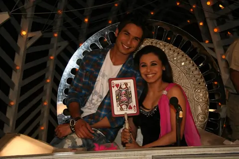 Bollywood actor Shahid Kapoor and Rani Mukherjee on the sets of Dance Premiere League at Chembur
