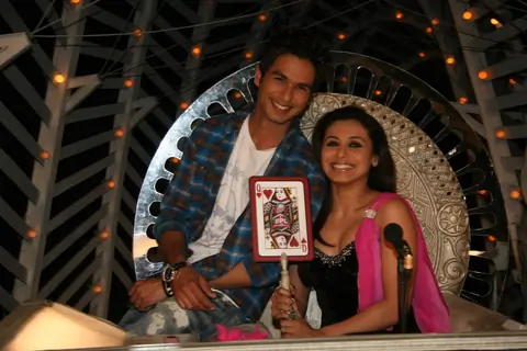 Bollywood actor Shahid Kapoor and Rani Mukherjee on the sets of Dance Premiere League at Chembur