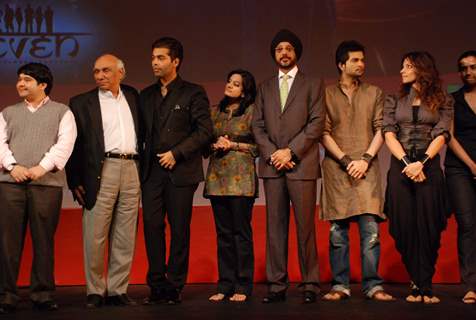 Filmamker Karan Johar, Yash Raj Chopra at the launch of YRF TV series with Sony at Hyatt Regency