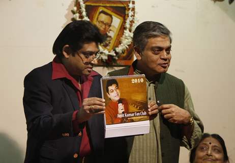 Amit Kumar, Sandip Roy & Ruma Guha Thakurta in 5th year celebration of Amit Kumar''s 40 years in his industry by launching a calendar of 2010 featuring the Singer in various moods by Amit kumar Fan Club Kolkata, on Sunday