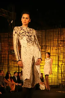 A model walking at designer Wendell Rocdericks Show at Chivas Tour at Grand Hyatt