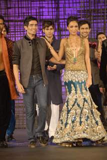 Models walking at designer Manish Malhotra Show at Chivas Studio in Grand Hyatt Mumbai on Sunday Night