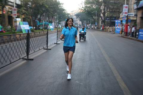Bollywood actress Genelia D''Souza at Marathon High Res in Mumbai