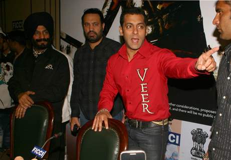 Bollywood actor Salman Khan in New Delhi to promote his film ''''Veer'''' on Tuesday 19 Jan 2009