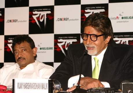 Bollywood star Amitabh Bachchan and director Ram Gopal Verma in New Delhi to promote his film'' ''''Rann'''' on Tuesday 19 jan 2010