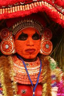 A Folk artist from Kerala at the press preview for the Republic Day Tableaux, in New Delhi on Friday 22 Jan 2010